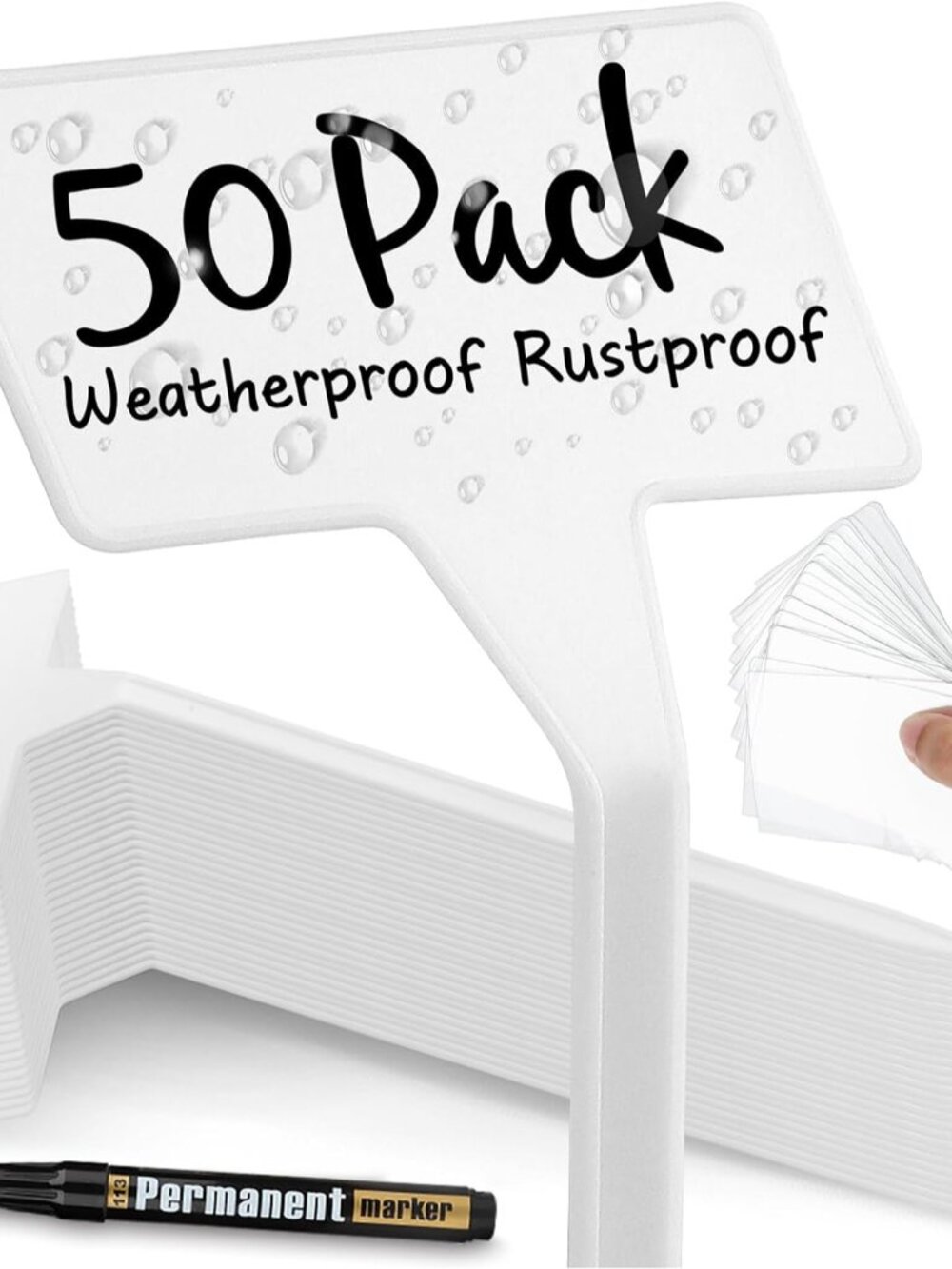 50 Pack Outdoor Plant Label, Large Waterproof Plastic Plant T-Type Tags, Durable